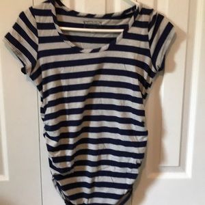 Navy and gray striped maternity tshirt